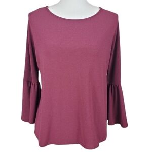 Vince Camuto maroon blouse peplum flare sleeves